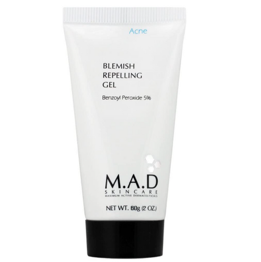 M.A.D. SkinCare. Blemish repelling gel 5% BPO, gel que absorbe el exceso de grasa en la piel. 60 gr